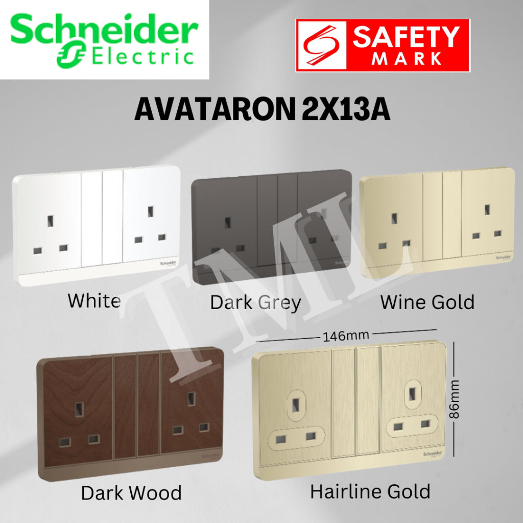 Schneider Electric AvatarOn Double Socket 2x 13A with Large Button