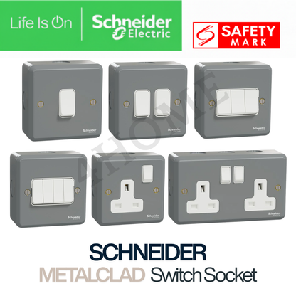 Schneider Electric ESM MetalClad Switch & Socket Grey