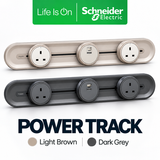 Schneider Electric Easy Series Power Track | 50cm 60cm 80cm | 13A Socket USB A+C 21W | Modular Power Rail with ON/OFF