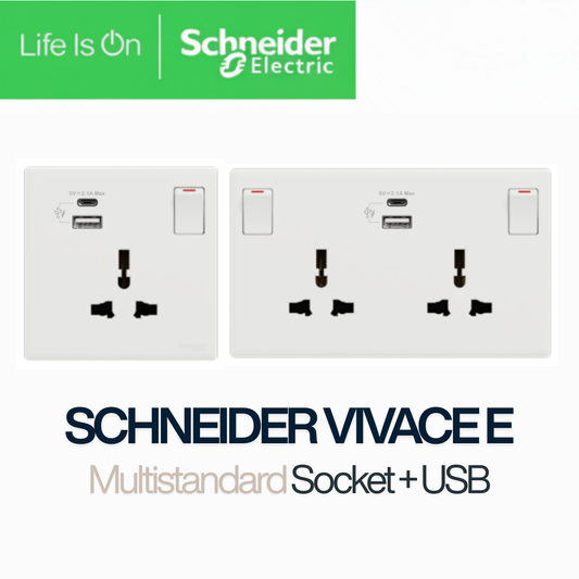 Schneider Vivace E Universal Socket with USB 
