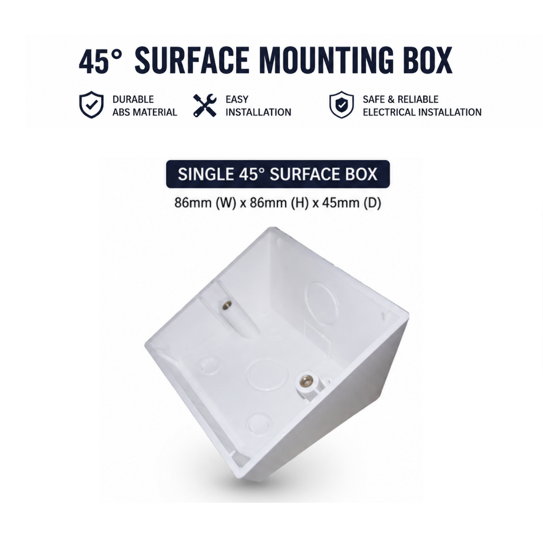 Single 45degree PVC Mounting Box 4HOME SINGAPORE