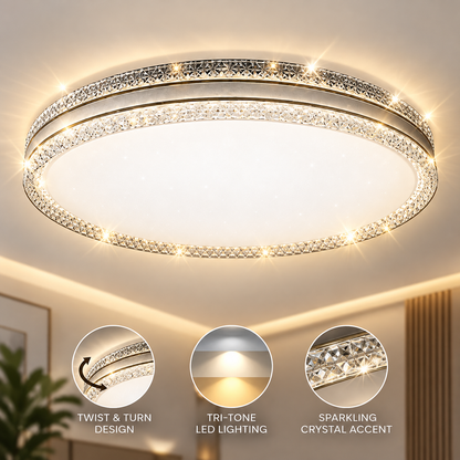 Sparkle Crystal LED Ceiling Light 36W 48W | Twist & Turn Design | 39cm 49cm | 3 Tone / Remote Control | Modern Round Surface Mount Light
