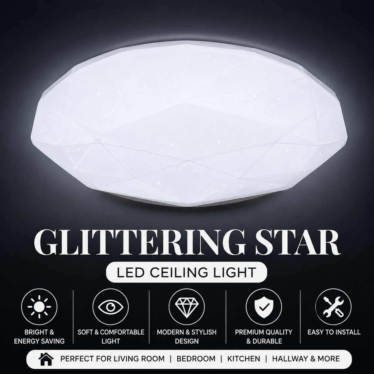 Sparkling Star Design LED Ceiling Light Tri-tone Daylight Warm White cool white
