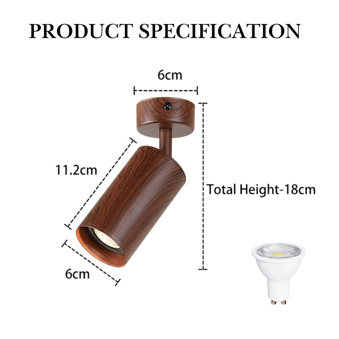 Specification for Wood design GU10 Spotlight