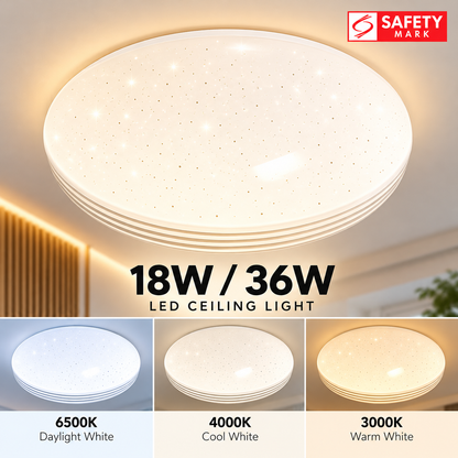 4HOME 新加坡 LED 吸顶灯 可调光 闪烁效果 SG 安全标志 18W 36W 闪烁表面面板 可调光 日光