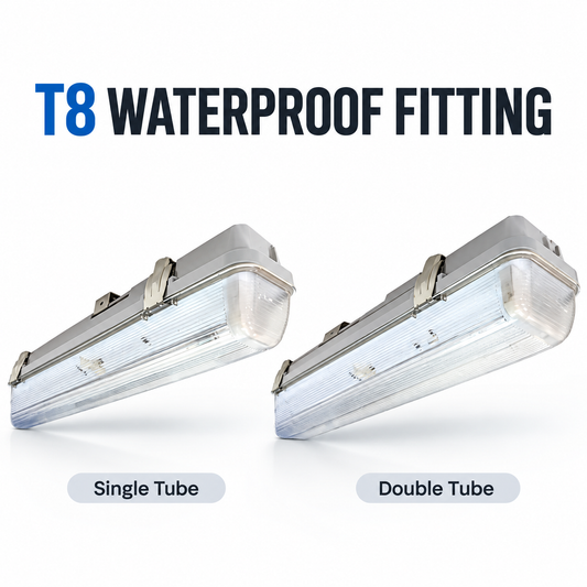 T8 Waterproof LED Tube Light Fitting 2FT / 4FT | Single & Double Tube Batten Holder | Surface Mount Ceiling Light