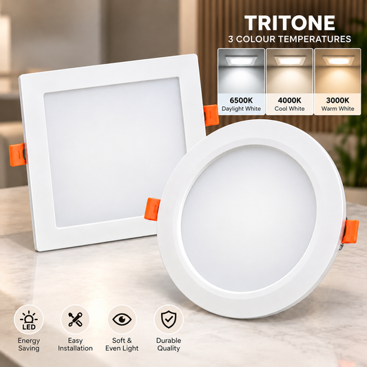 LED Recessed Downlight 12W/18W | Round & Square LED Panel Light | Tritone 3 Colour Temperature