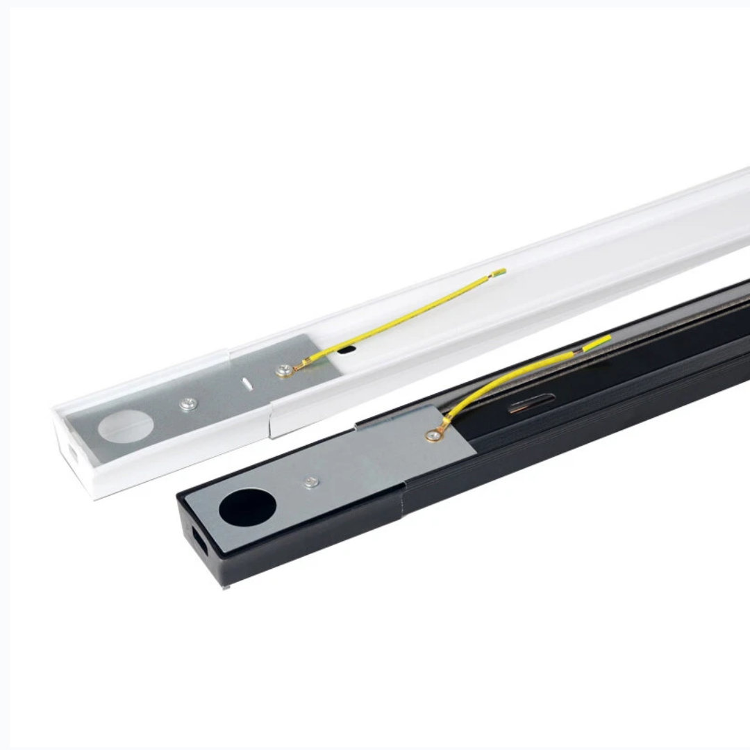 Track rail 1m 1.5m 2m 3m in black and white with groove rear image