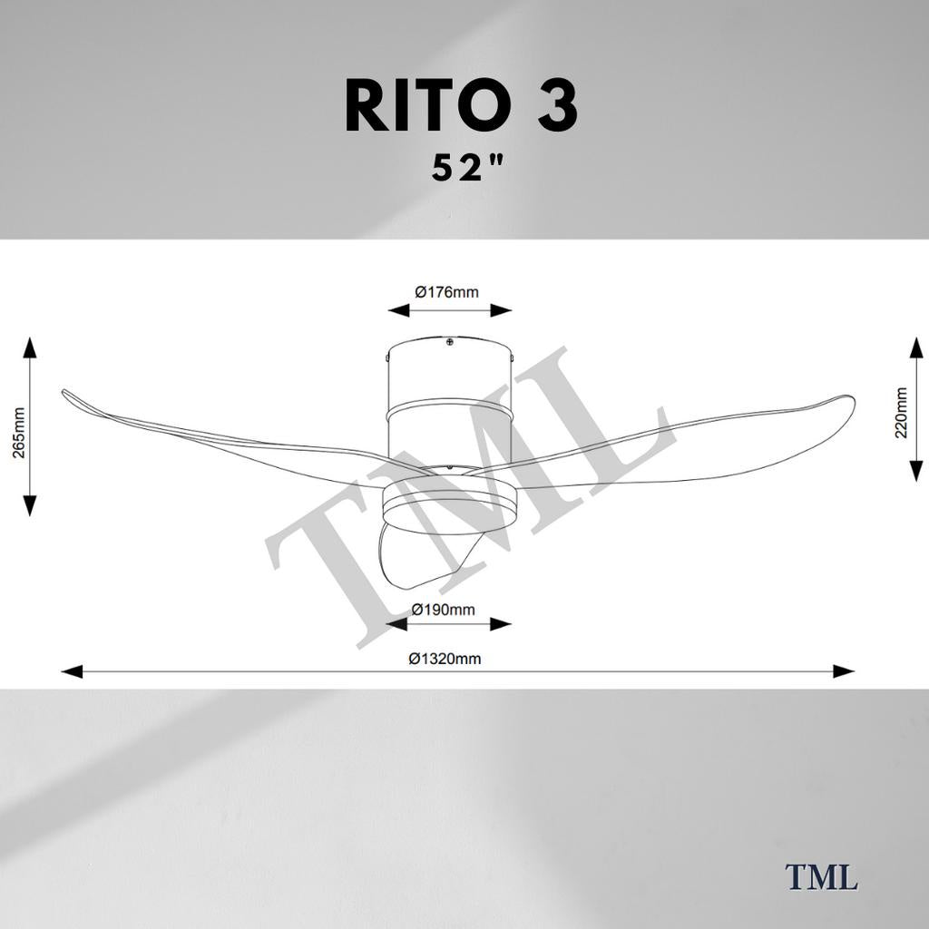 Fanco Smart RITO 3 RITO 5 Black White Pine Wood Ceiling Fan 3 Blades 5 Blades 4HOME SINGAPORE - 4HOME