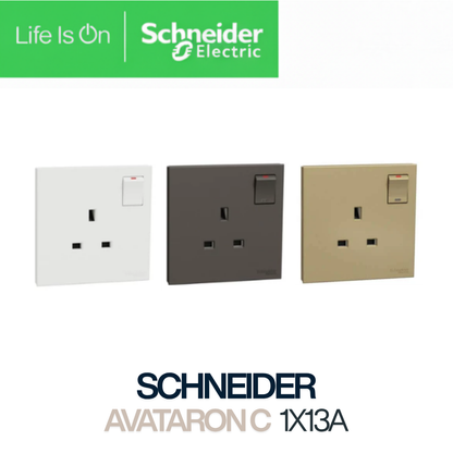 AVATARON C Single 1x13A Socket Dark Grey Wine Gold White