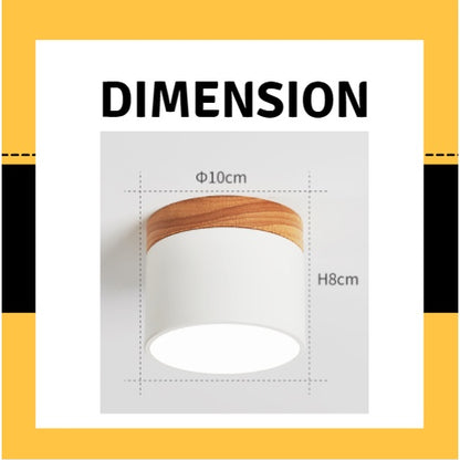 4HOME SINGAPORE 7W Nordic LED Surface Downlight Spotlight Black White Grey with Wood - 4HOME