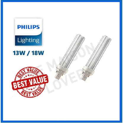 [Bundle 4 / Bundle 2] Philips Master PLC 2Pin 2P 2 Pin 13W 18W 827 840 865 PL-C 4HOME SINGAPORE - 4HOME