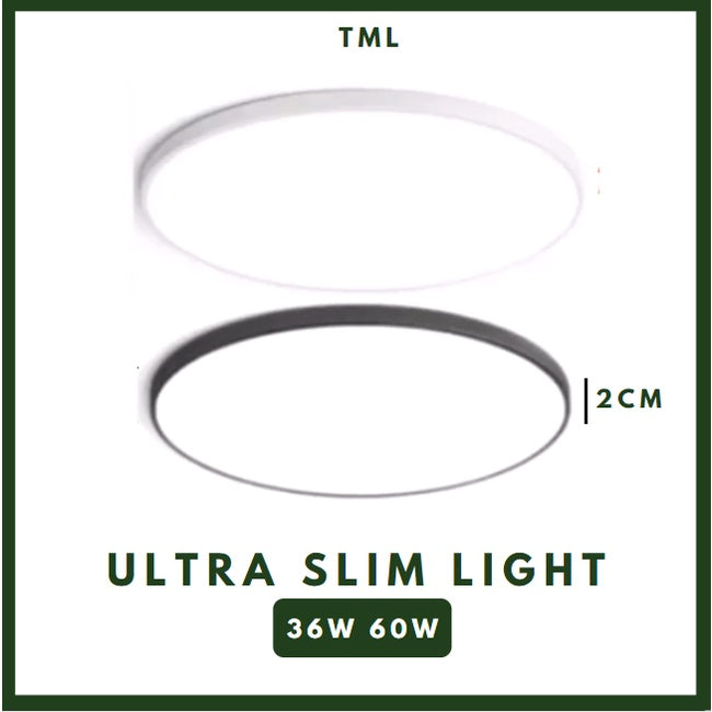 4HOME SINGAPORE 36W 60W Ultra Slim Minimal LED Ceiling Light Daylight Black White Humidity Dust Insect Proof - 4HOME