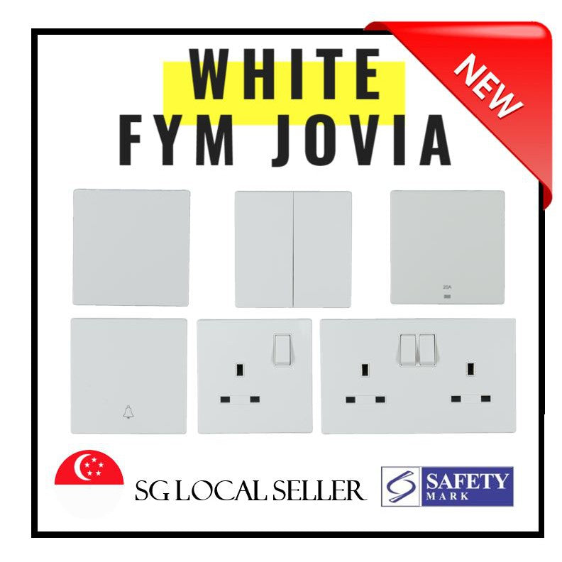 FYM Jovia Matt Black Grey White Frameless Switch Socket 4HOME SINGAPORE - 4HOME