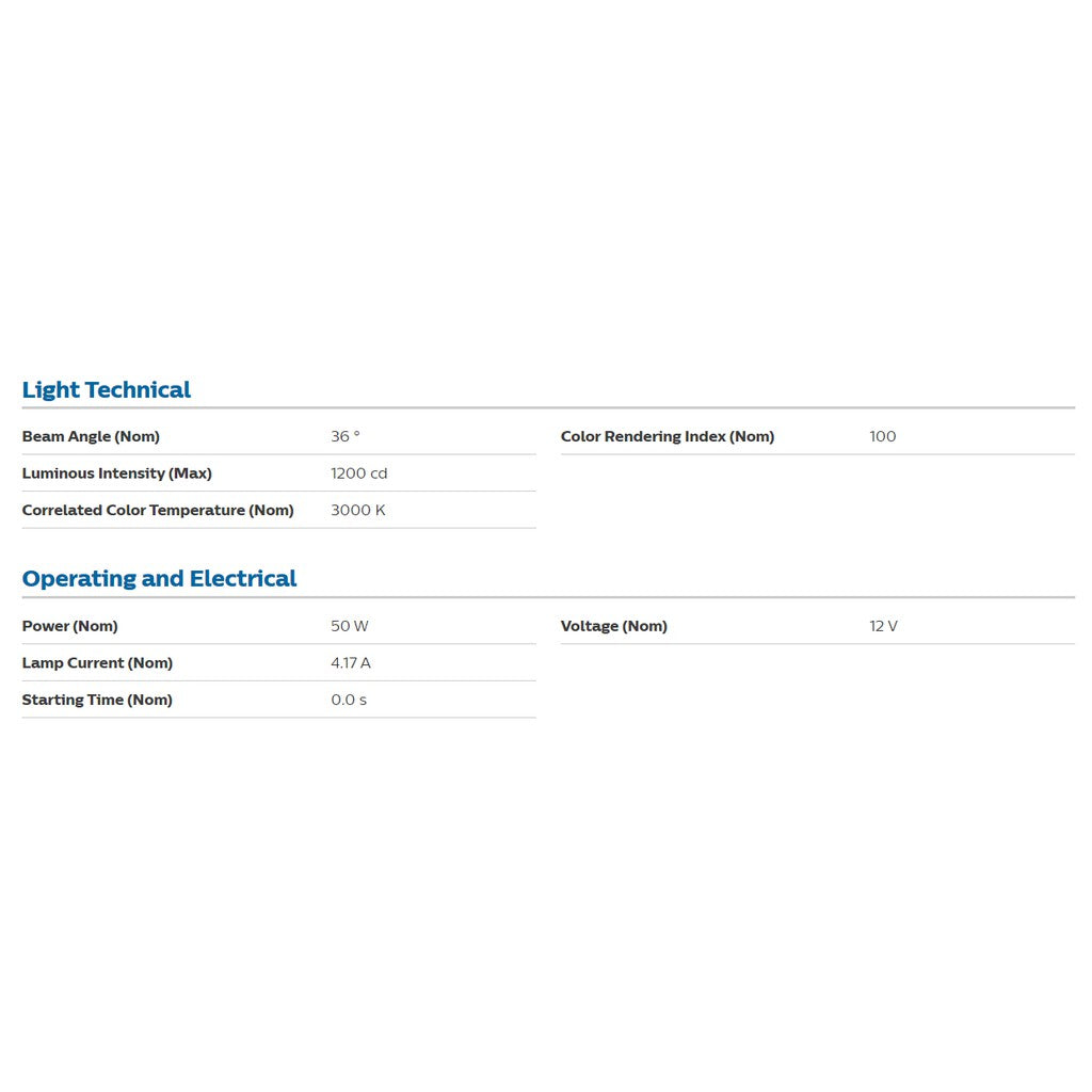 Philips Halogen Bulb 50W GU5.3 Essential MR16 12V 4HOME SINGAPORE - 4HOME