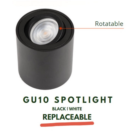 Premium LED GU10 Round Square Spotlight Cylindrical Black White Replaceable GU10 Rotatable 4HOME SINGAPORE - 4HOME