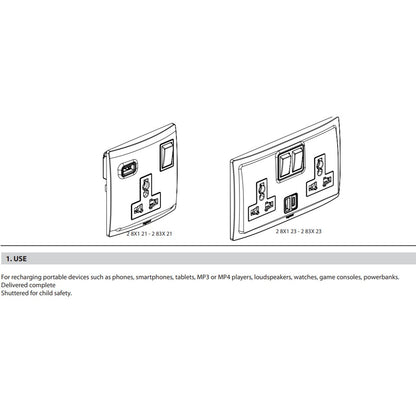 Legrand Mallia 2G Multistandard socket outlet with USB charger White Matt Black Silver 4HOME SINGAPORE - 4HOME