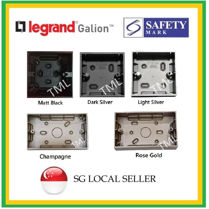 Legrand Galion Mallia Jovia Compatible Surface Mounting Box Black Silver Champagne Rose Gold Switch Socket Base 4HOME SINGAPORE - 4HOME