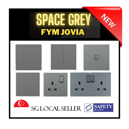 FYM Jovia White Grey Matt Black Frameless Switch Socket 1G 2G 3G 4G 1Way 2Way Single Double Door Bell 20A Heater 4HOME SINGAPORE - 4HOME