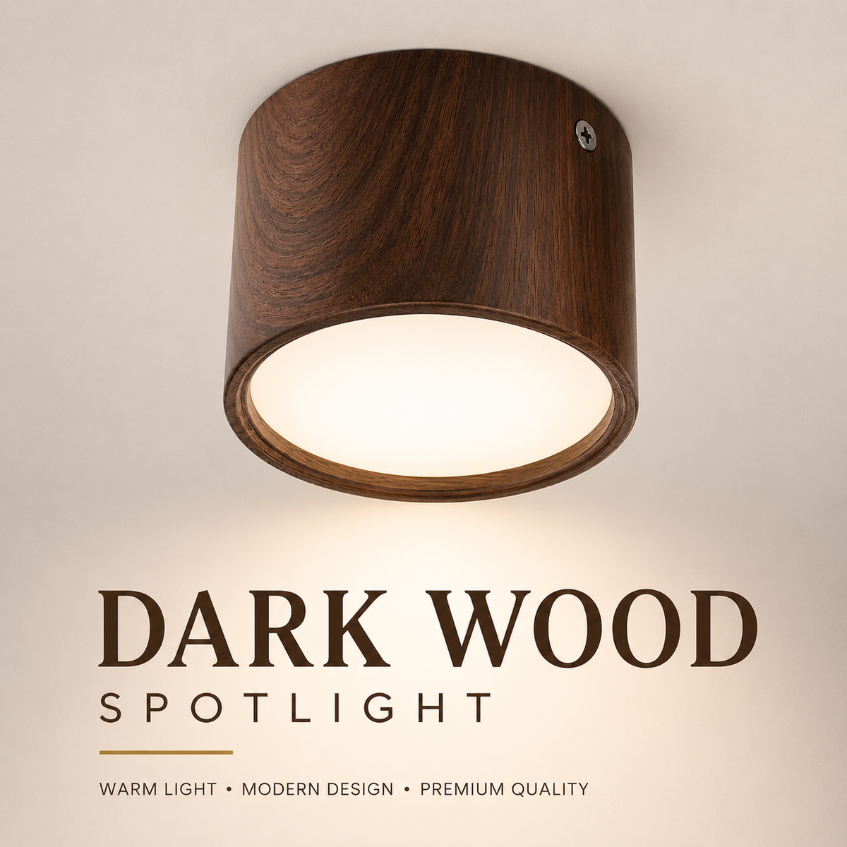 Walnut cylindrical ceiling spotlight