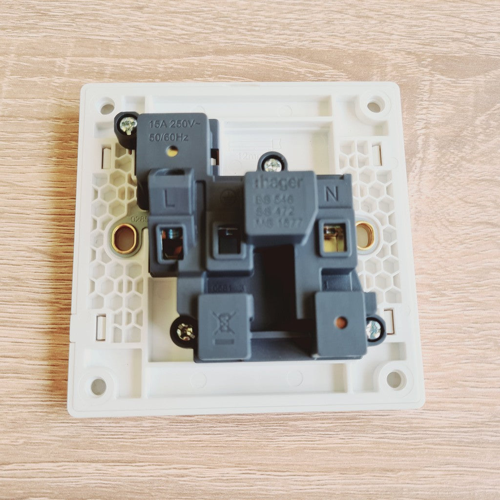 Hager WGMS115S 15A 1G Round Pin Switched Socket 4HOME SINGAPORE - 4HOME