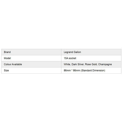 Legrand Galion 15A Aircon Socket (Champagne, Rose Gold, Dark Silver, White) 4HOME SINGAPORE - 4HOME