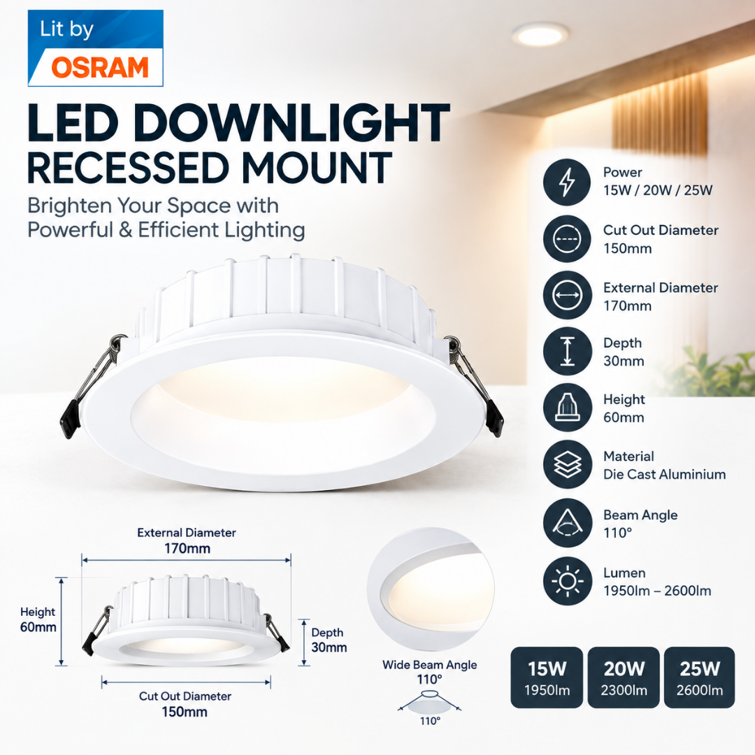 high brightness recessed downlight using osram chip
