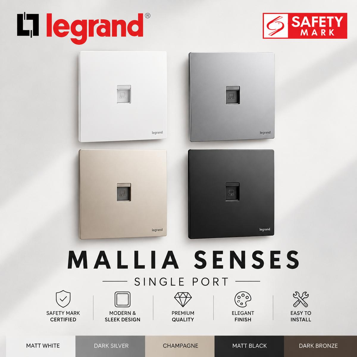 Legrand Mallia Senses Switch & Socket – Designer Electrical Switches Singapore