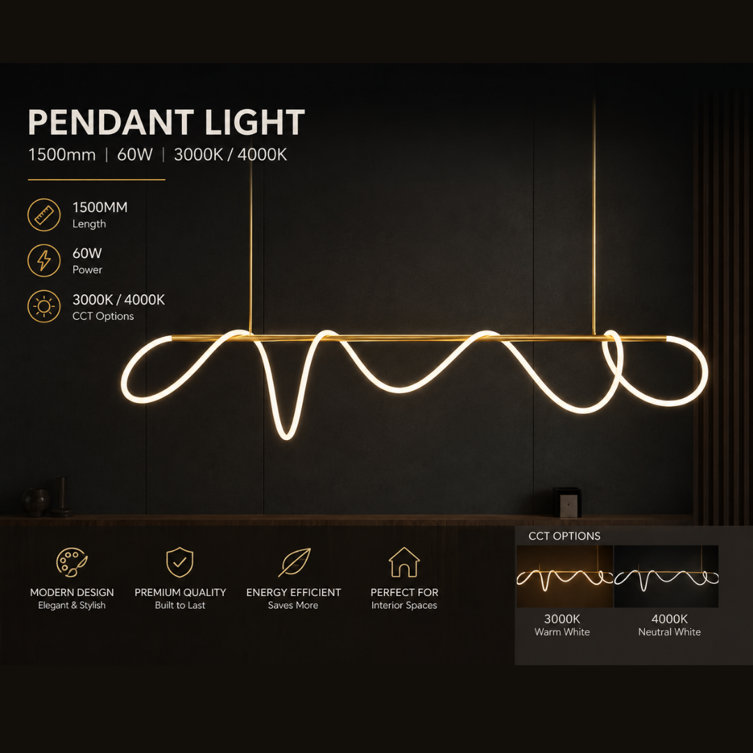 Modern Wavy flow pendant light silicon tube for island dining table