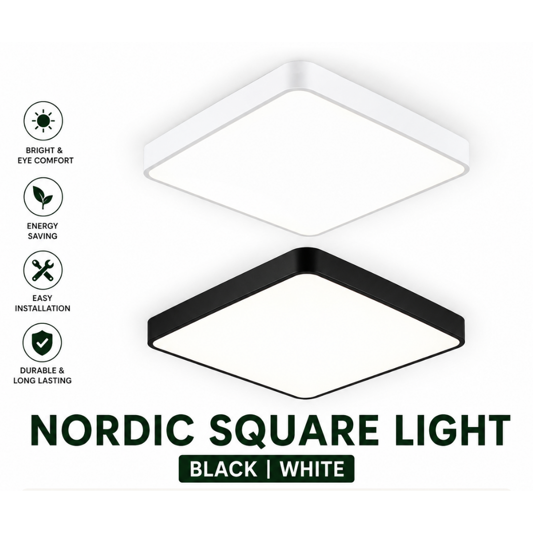nordic square led ceiling light minimalist black white 30cm 40cm 50cm