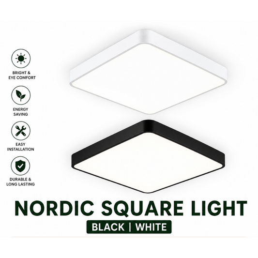 nordic square led ceiling light minimalist black white 30cm 40cm 50cm