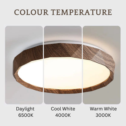 Prism Geometric Dark Wood Ceiling Light Colour Temperature