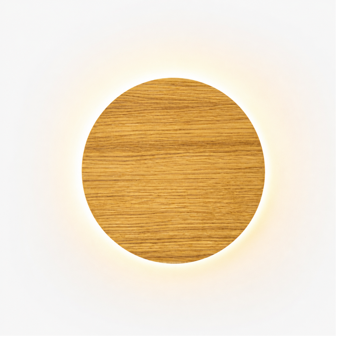Nordic Minimalist Light Wood Print LED Wall Light 12W | 3000K Warm White | Modern Round Wooden Wall Lamp for Bedroom, Living Room & Corridor