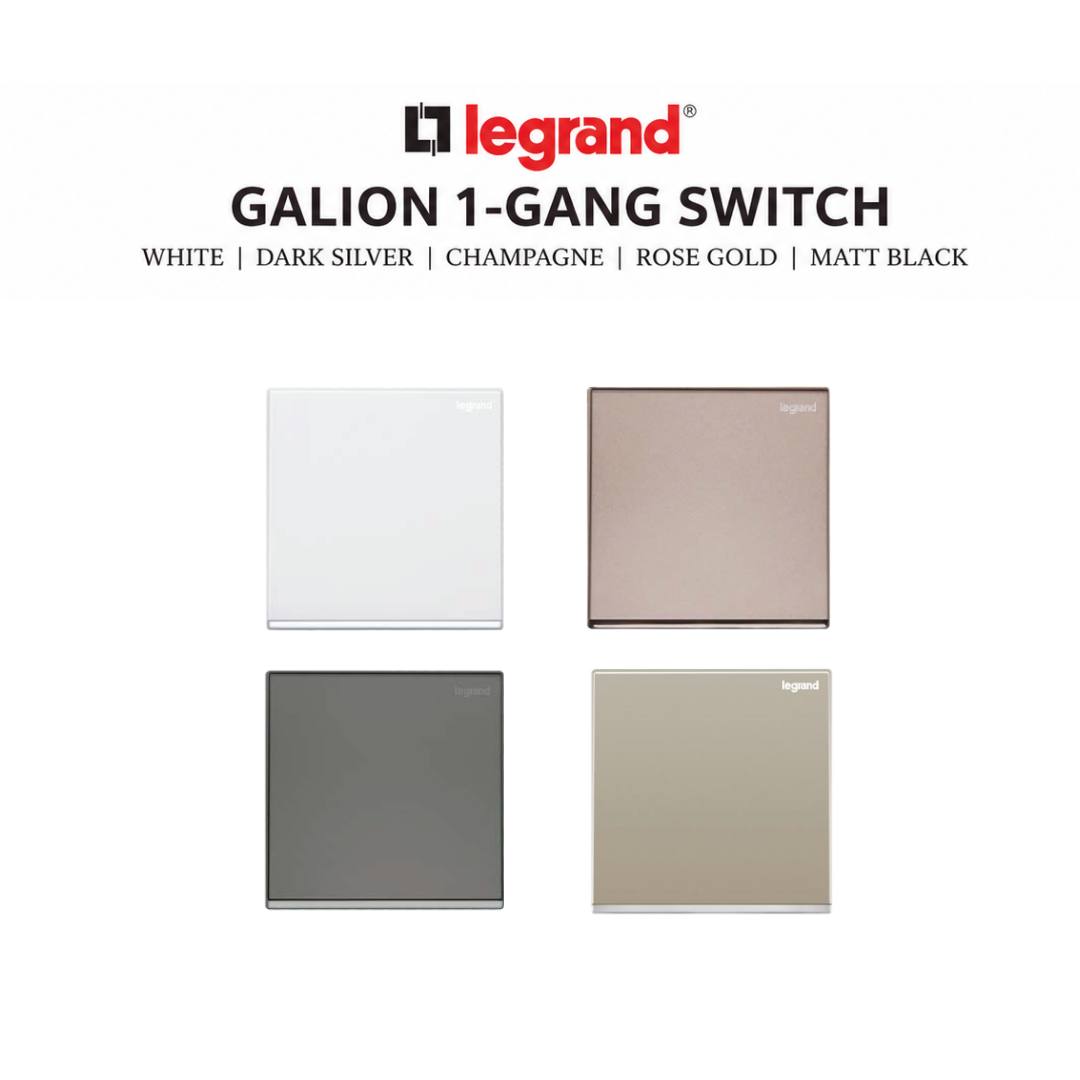 Legrand Galion Switch Socket Singapore | White, Dark Silver, Champagne, Rose Gold & Black