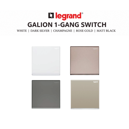 Legrand Galion Switch Socket Singapore | White, Dark Silver, Champagne, Rose Gold & Black