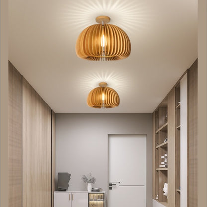 Nordic Wood Pumpkin Ceiling Light Corridor Japanese Style 4HOME SINGAPORE - 4HOME