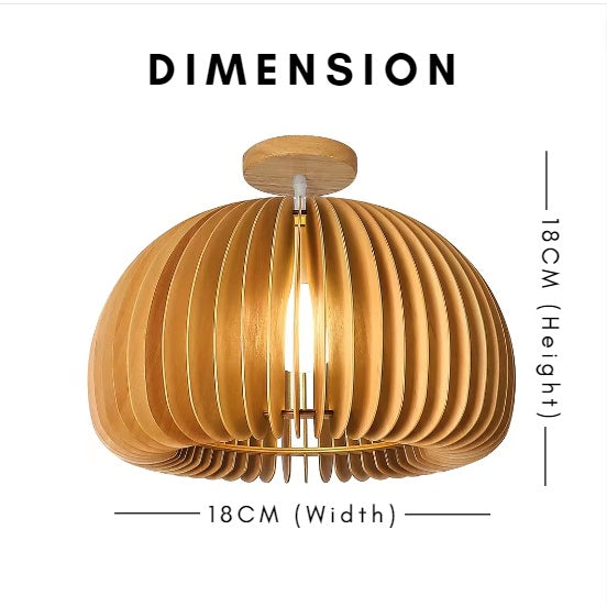 Nordic Wood Pumpkin Ceiling Light Corridor Japanese Style 4HOME SINGAPORE - 4HOME