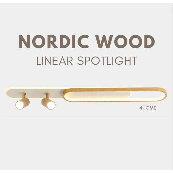 Nordic Japanese Wood Linear Spotlight Rectangular Long Ceiling Light Cool White Corridor Bathroom Kitchen 4HOME SINGAPORE - 4HOME
