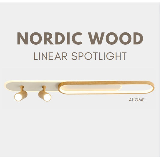 Nordic Japanese Wood Linear Spotlight Rectangular Long Ceiling Light Cool White Corridor Bathroom Kitchen 4HOME SINGAPORE - 4HOME