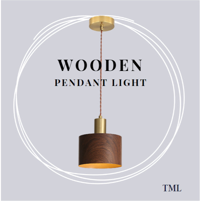 Premium Wooden Print Japanese Design E27 Pendant Light 4HOME SINGAPORE - 4HOME