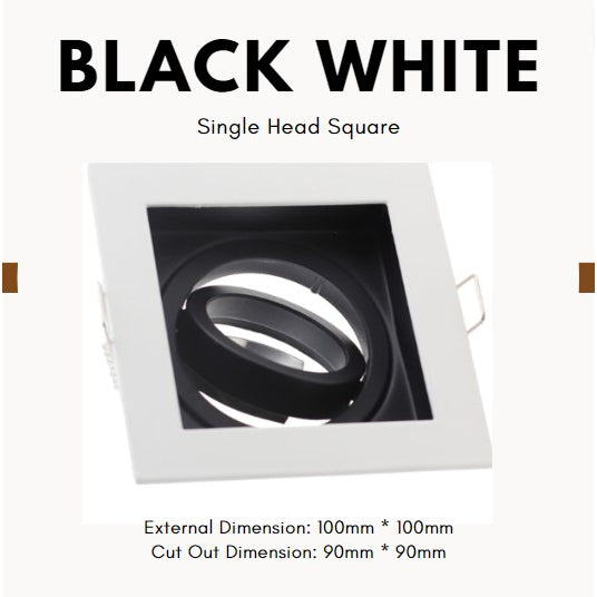 Square Antiglare Monochromatic Adjustable Recessed Spotlight in square