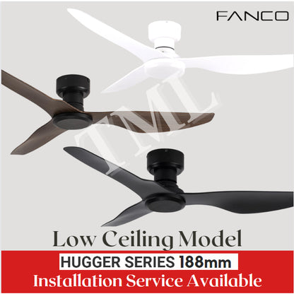 Fanco Hugger Ceiling Fan 48" Low Ceiling 188 mm Short Fan Height for BTO Condo 4HOME SINGAPORE - 4HOME
