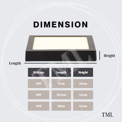 Premium LED Ceiling Light 12W 18W 24W Surface Mounted Downlight Surface Panel Light Metal Rim Light Safety Mark 4HOME SINGAPORE - 4HOME