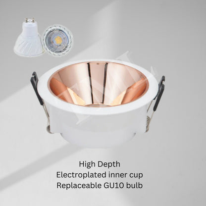 Rose Gold Chrome Black LED Recessed Spotlight High Depth GU10 Thin Frame Eclipse 4HOME SINGAPORE - 4HOME