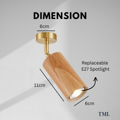 Premium Japanese Wooden Spotlight Track Light Set Wall Light Bedside 7W Tri-tone 4HOME SINGAPORE - 4HOME