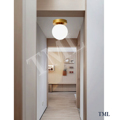 Frosted Glass Round Globe Wall Sconce Ceiling Light Black Gold 4HOME SINGAPORE - 4HOME