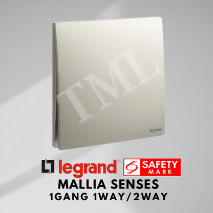 Legrand Mallia Senses 1Gang 1Way 2Way 1G1W 1G2W Switch Designer Matt Black Silver Champagne 4HOME SINGAPORE - 4HOME
