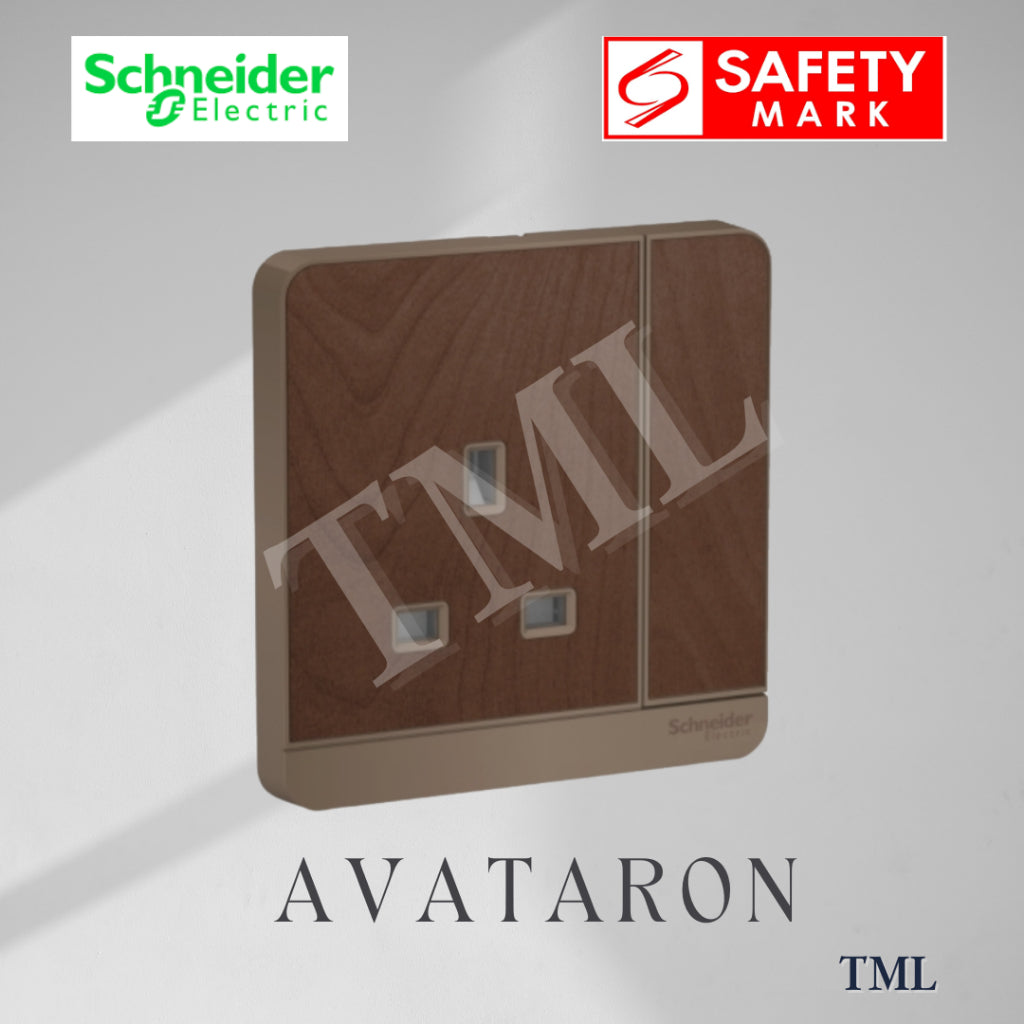 [SG Seller] Schneider AvatarON Single Socket 13A Wall Plug White Dark Grey Dark Wood Wine Gold Hairline Gold 4HOME SINGAPORE - 4HOME