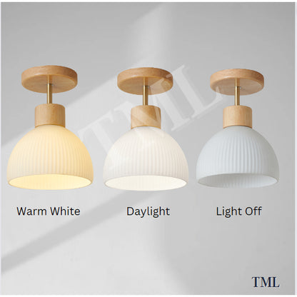 Nordic Japanese Dark Wood Light Wood Glass E27 Bulb Ceiling Light Corridor Small Area 4HOME SINGAPORE - 4HOME