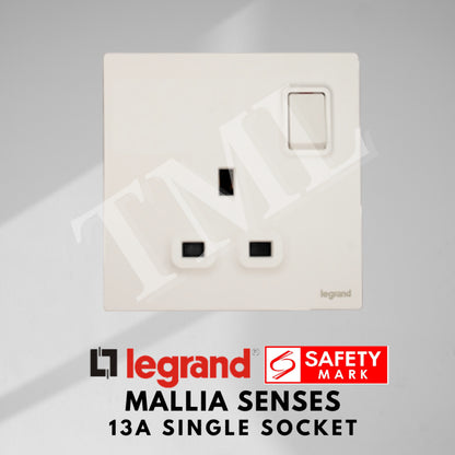 Legrand Mallia Senses Single Socket 1x13A Designer Matt Black Silver Champagne 4HOME SINGAPORE - 4HOME